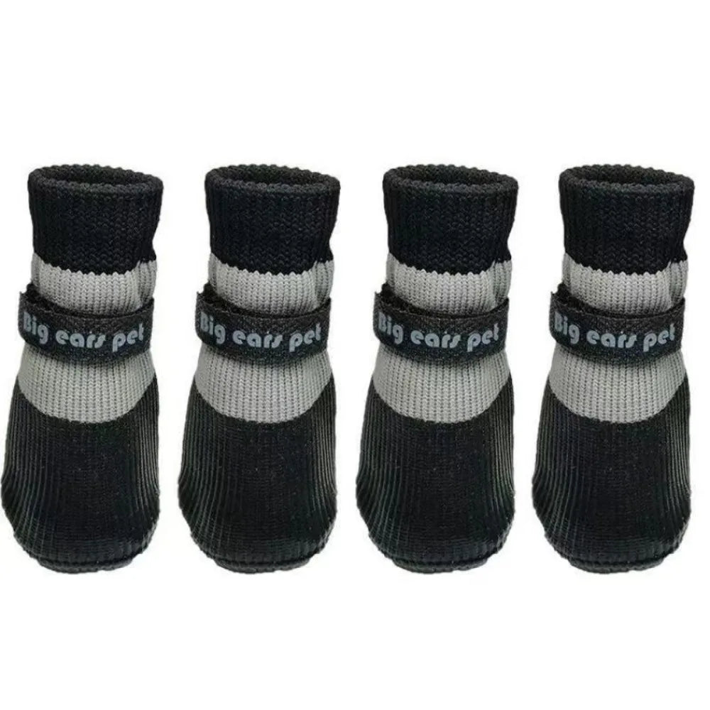 4PCS Cute Waterproof Winter Dog Shoes Soft Sole Warm Puppy Boots Adjustable Anti-Slip Pet Paw Protectors for Small Dog Chihuahua