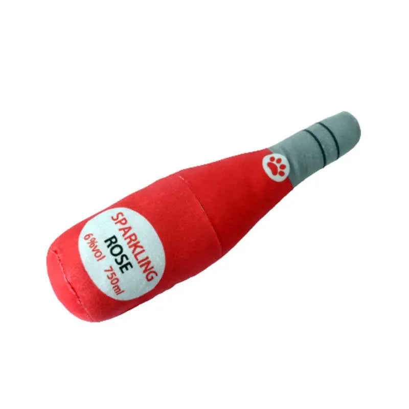 Funny Plush Dog Toys Beer Bottle Shaped Small Large Dogs Squeak Sound Clean Teeth Chew Toy Pets Interactive Playing Supplies