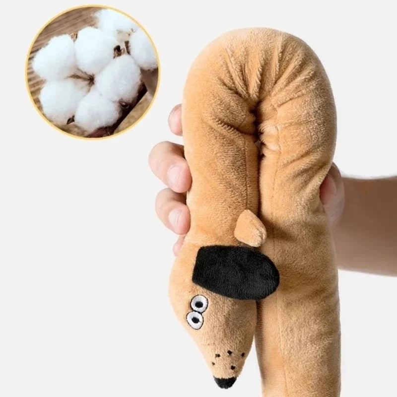Sausage Dog Plush Toy Squeaky Dachshund Puppy Chew Toy Soft Durable Tug of War Interactive Pet Toy for Teething Puppies