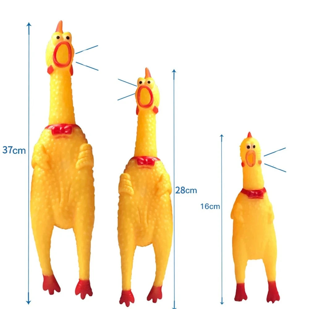 1PCS New Pet Dog Squeak Toy Screaming Chicken Squeeze Dog Chew Toy Durable And Fun Yellow Rubber Exhaust Chicken Toys