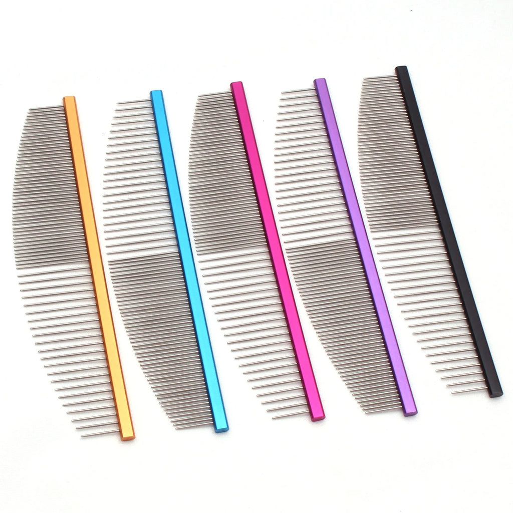 Pet Comb Aluminium Handle Dog Grooming Comb Colorful Cat Flur Comb Light Colorful Brush for Pet Salon Dropshipping
