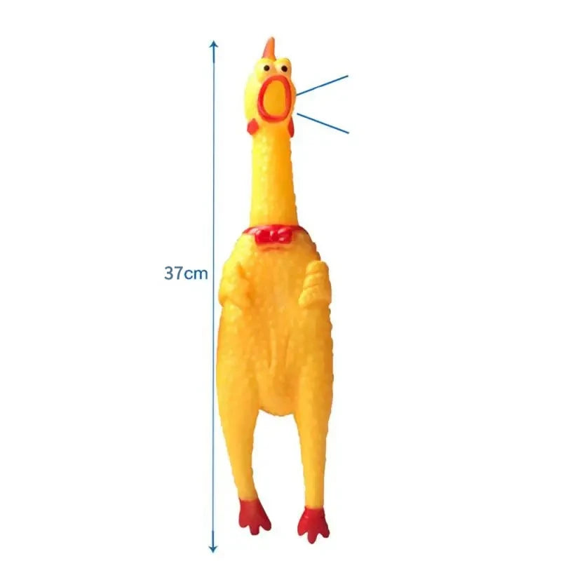 1PCS New Pet Dog Squeak Toy Screaming Chicken Squeeze Dog Chew Toy Durable And Fun Yellow Rubber Exhaust Chicken Toys