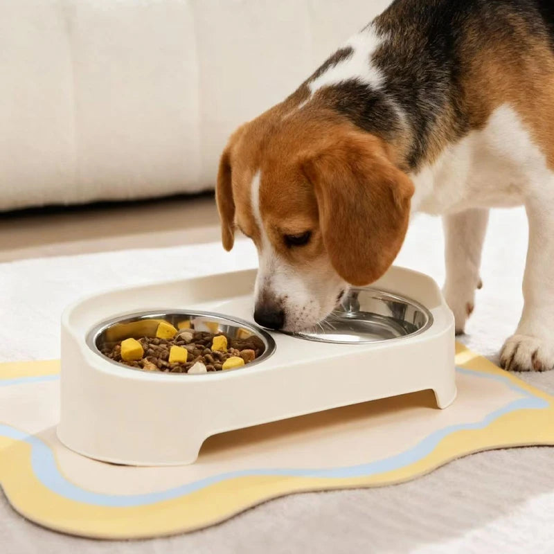 Elevated Pet Dog Cat Bowl Feeder Raised Stand with Double Stainless Steel Food Water Bowls For Small Medium Large Dogs Cats