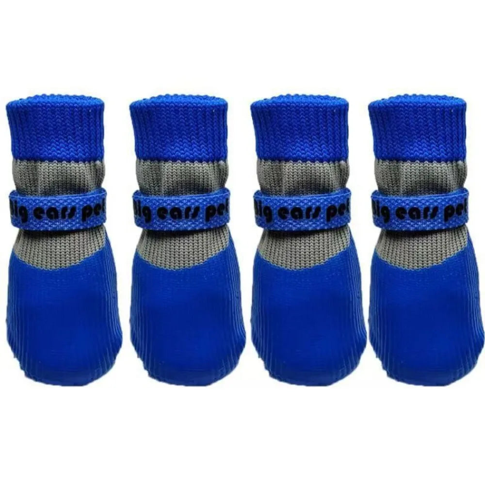 4PCS Cute Waterproof Winter Dog Shoes Soft Sole Warm Puppy Boots Adjustable Anti-Slip Pet Paw Protectors for Small Dog Chihuahua