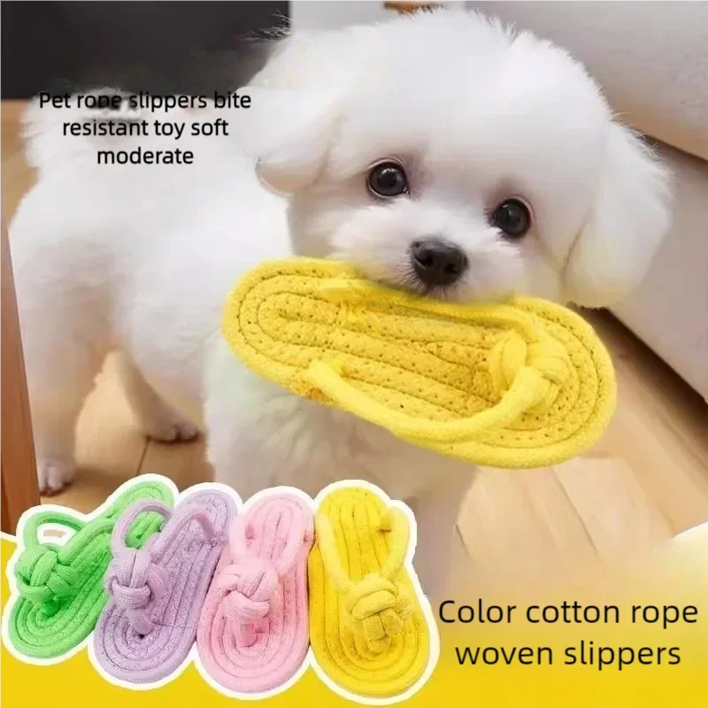 Durable Cotton Rope Slipper Knot Dog Chew Toy Small Dog Interactive Teeth Cleaning Molar Tartar Removal Safe Pet Chew Supplies