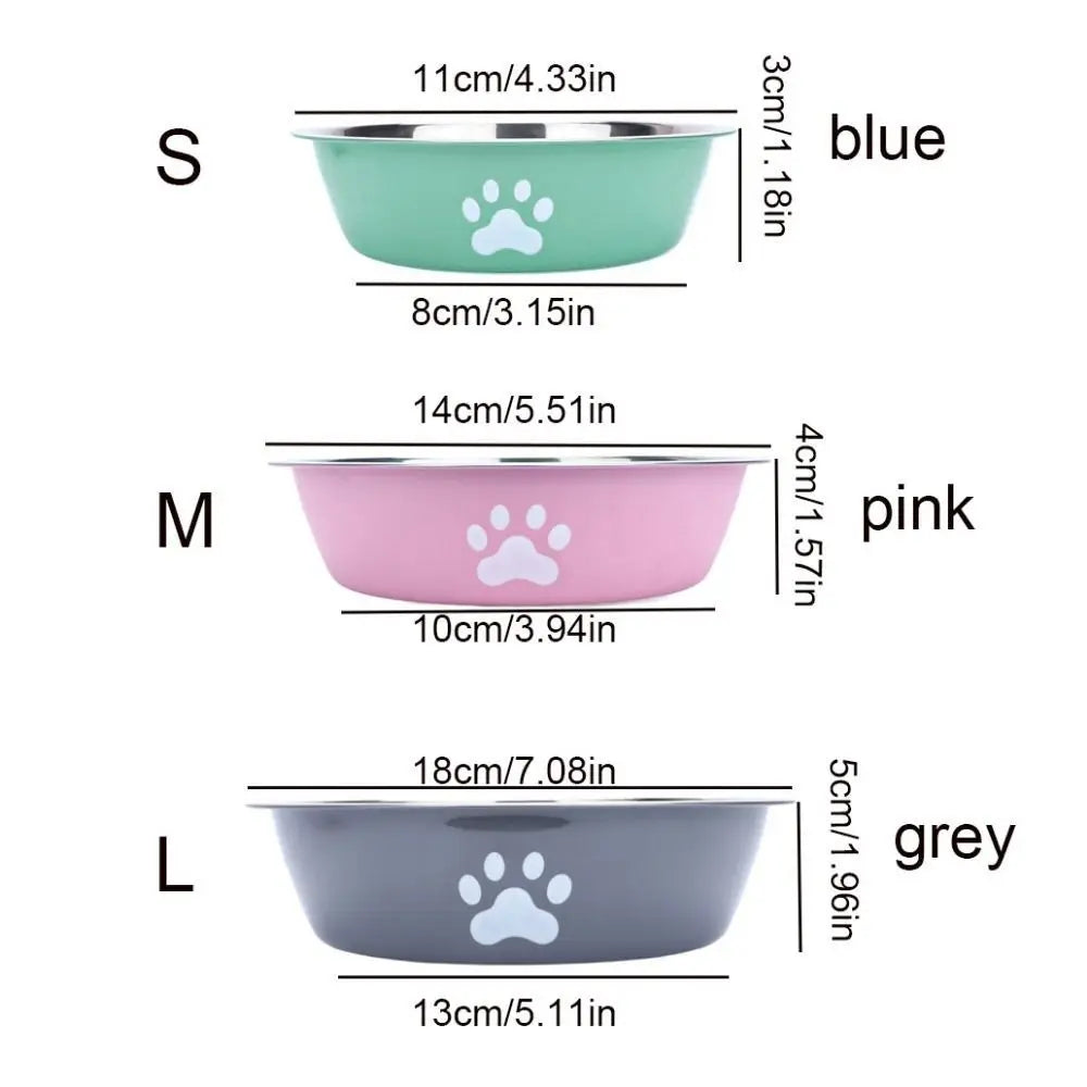 Large capacity stainless steel dog bowl anti-slip anti-rust dog water bowl pet feeder double-layer cat bowl suitable for puppies