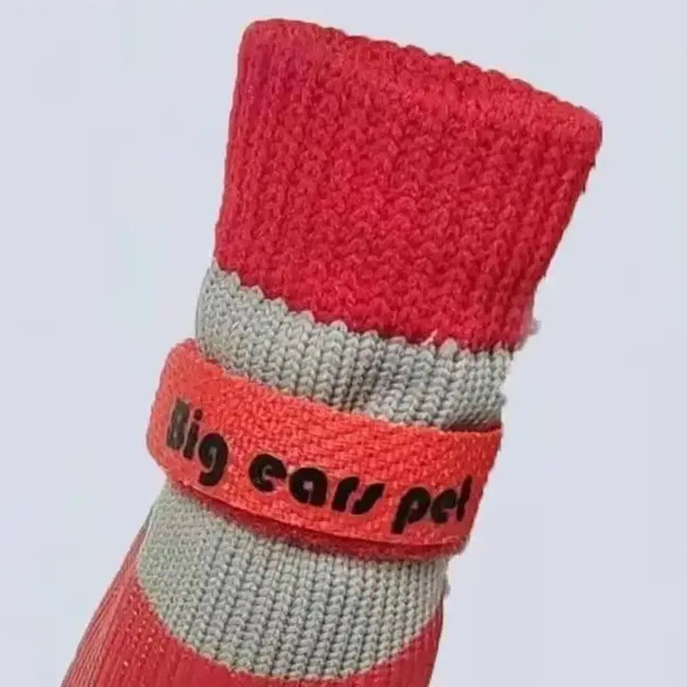 4PCS Cute Waterproof Winter Dog Shoes Soft Sole Warm Puppy Boots Adjustable Anti-Slip Pet Paw Protectors for Small Dog Chihuahua
