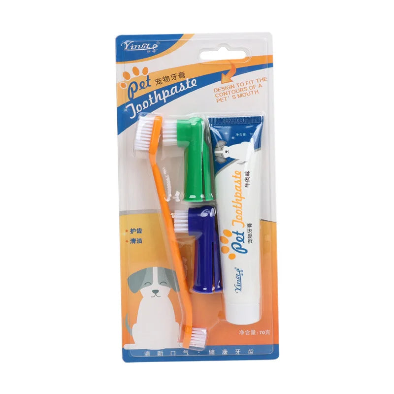 Pet Toothpaste Toothbrush Dog Cat Teeth Cleaning Dog Cat Fingertips Cat Dog Disposable Toothbrush Toothpaste Set