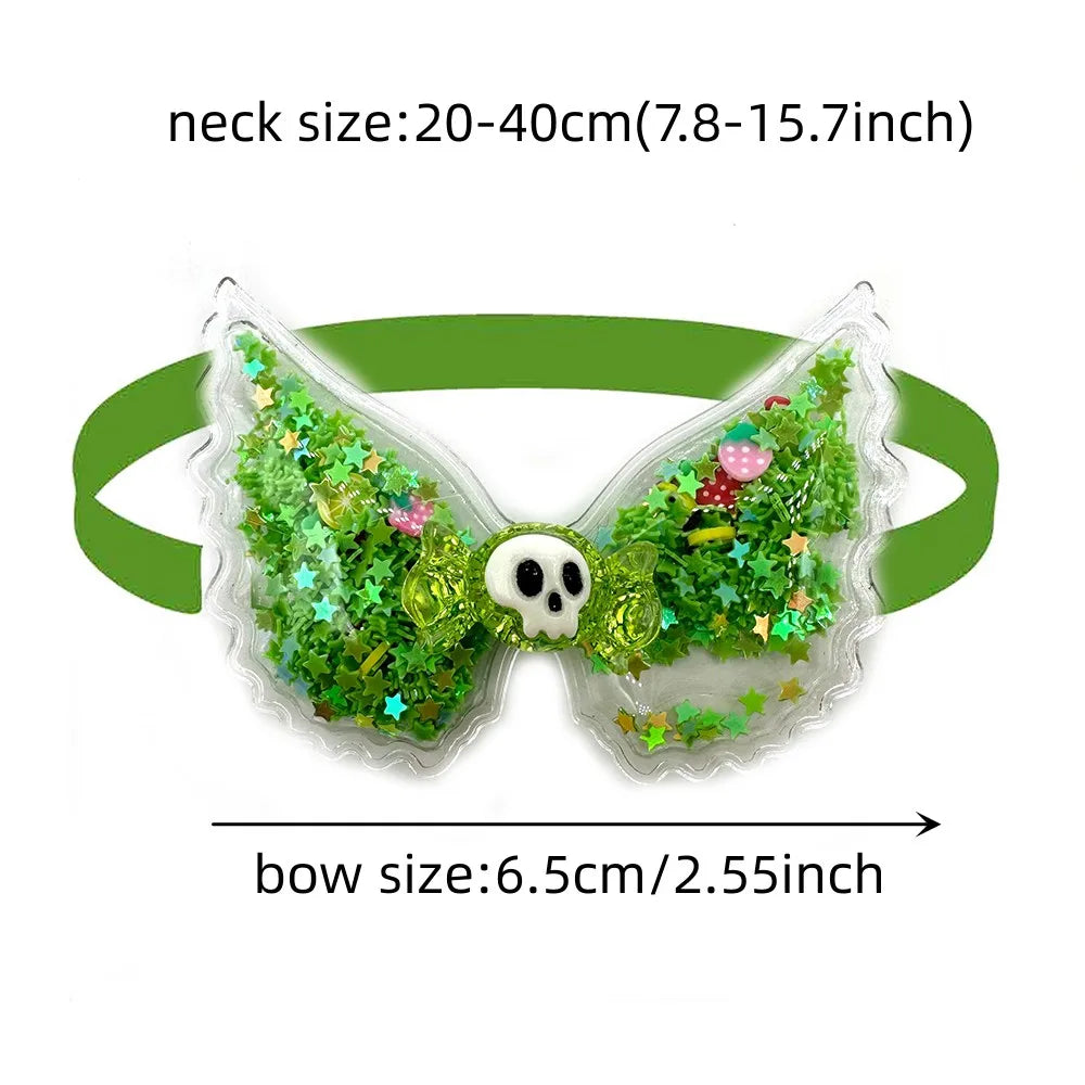 50/100pcs Cute Halloween Pet Dog Bow Tie Adjustable Pet Cats Fashion Dog Grooming Neckties Bling Wings Small Dog Bowties