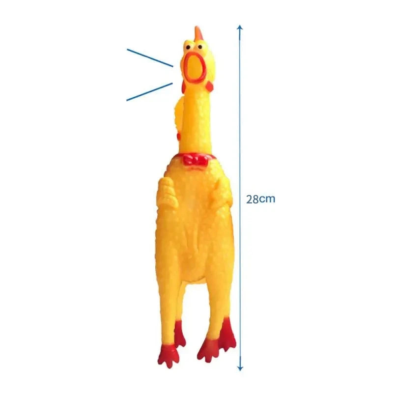 1PCS New Pet Dog Squeak Toy Screaming Chicken Squeeze Dog Chew Toy Durable And Fun Yellow Rubber Exhaust Chicken Toys