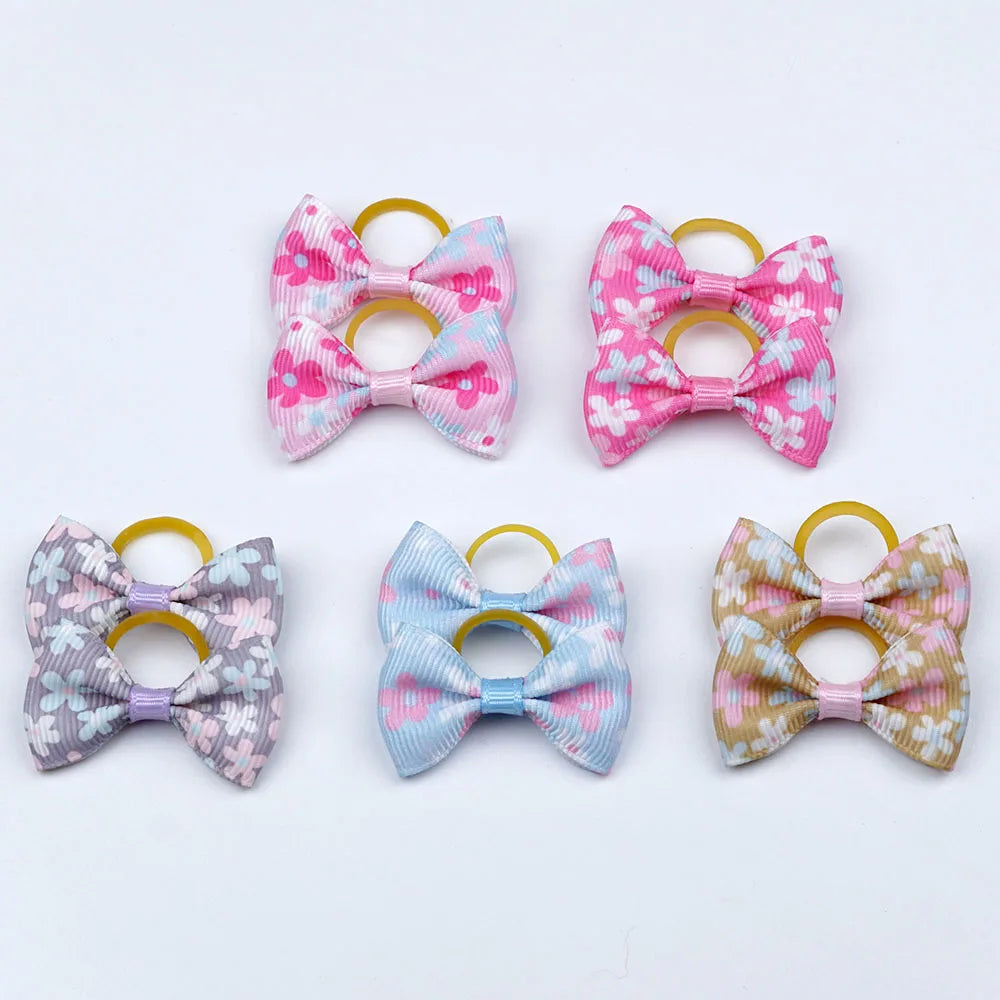 5 Pairs Small Dog Ribbon Bow Elastic Rubber Band Puppy Hair Accessories 15 Types Dog Hair Clip Cute Hairpin For Dog Cat Hair Bow