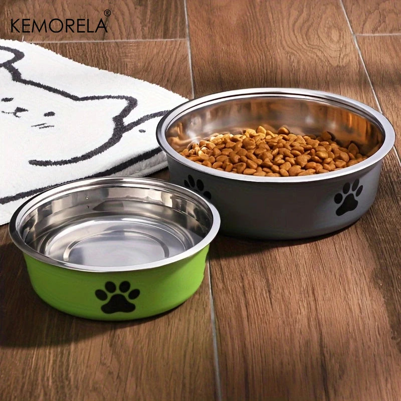 Non-Slip Dog Bowl For Large Medium And Small Cats And Dogs Drinking Water Feeding Pet Bowl Stainless Steel Pet Food Bowl