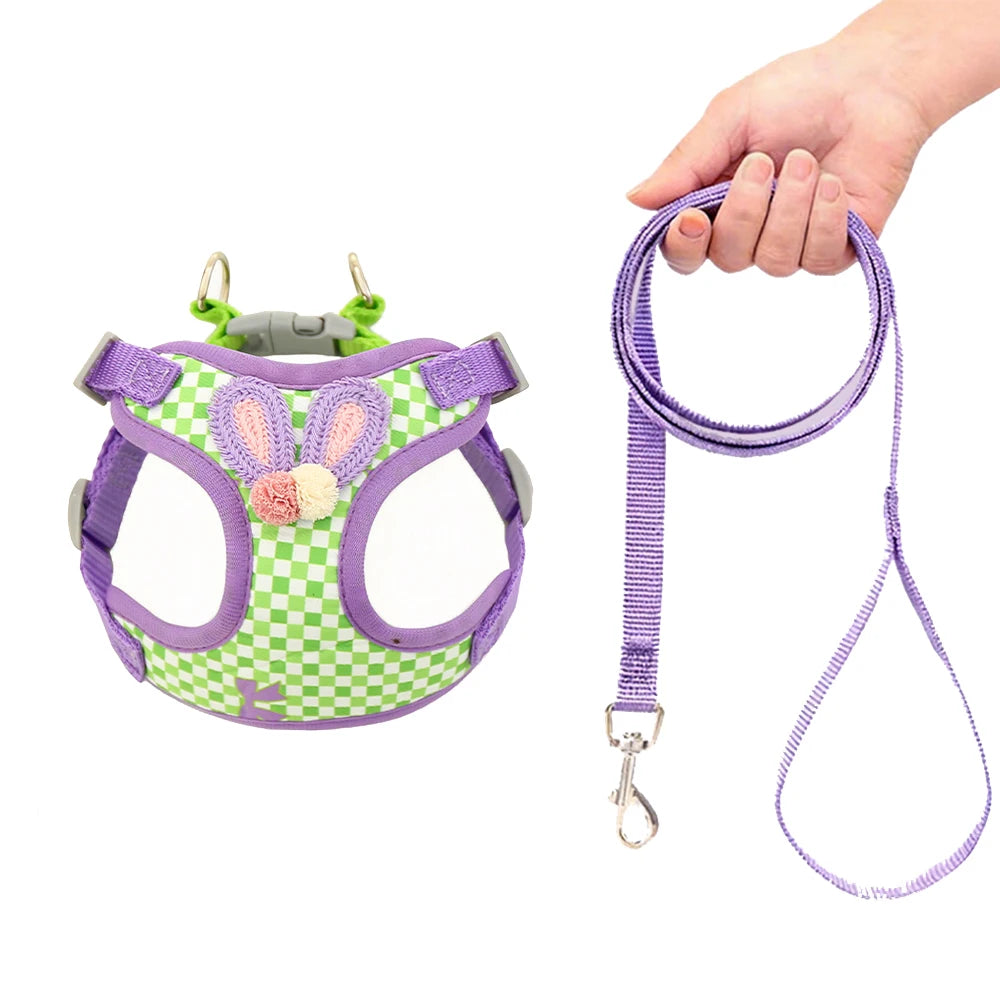 Cute plaid dog vest style chest strap for fashionable outings, adjustable anti slip chest strap, pet leash