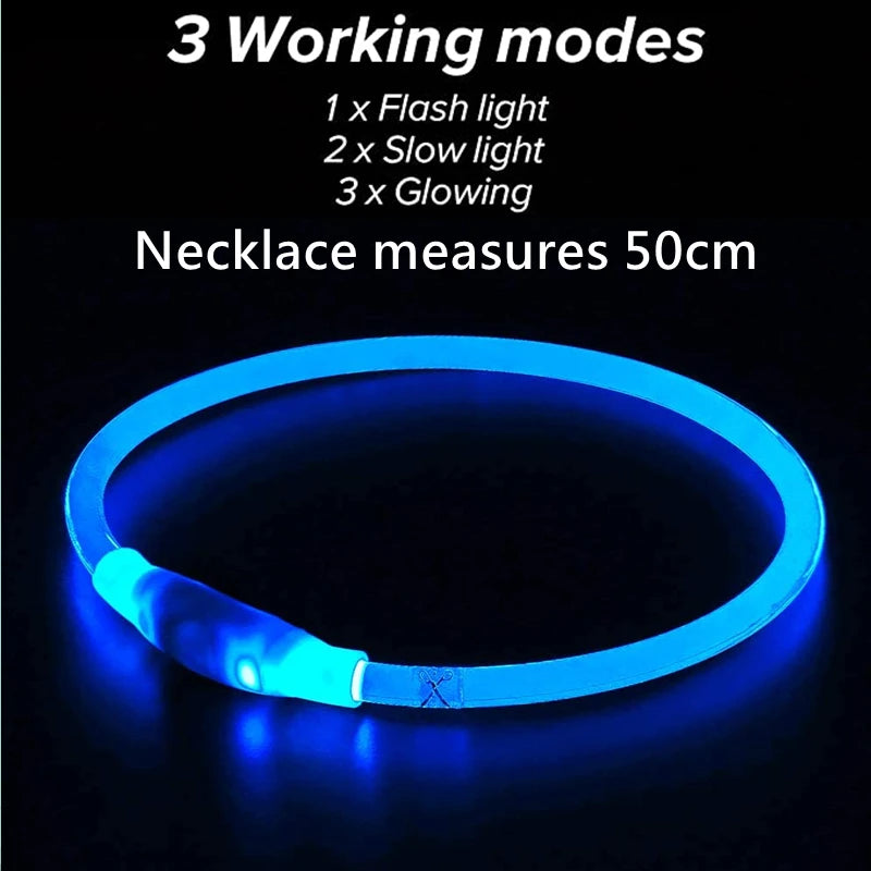 3 Modes Usb Dog Luminous Charge Collar Led Cat Dogs Collars Detachable Night Led Glow Dog Loss Prevention Collar Pet Accessories
