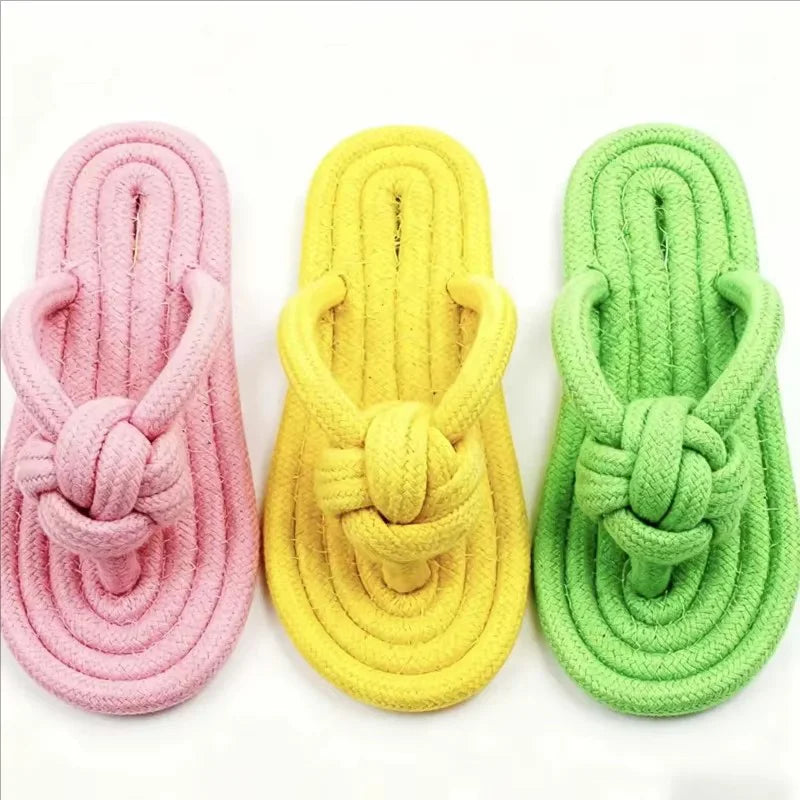 Durable Cotton Rope Slipper Knot Dog Chew Toy Small Dog Interactive Teeth Cleaning Molar Tartar Removal Safe Pet Chew Supplies