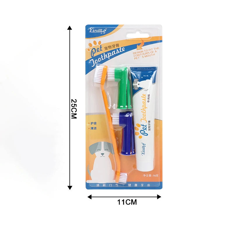 Pet Toothpaste Toothbrush Dog Cat Teeth Cleaning Dog Cat Fingertips Cat Dog Disposable Toothbrush Toothpaste Set