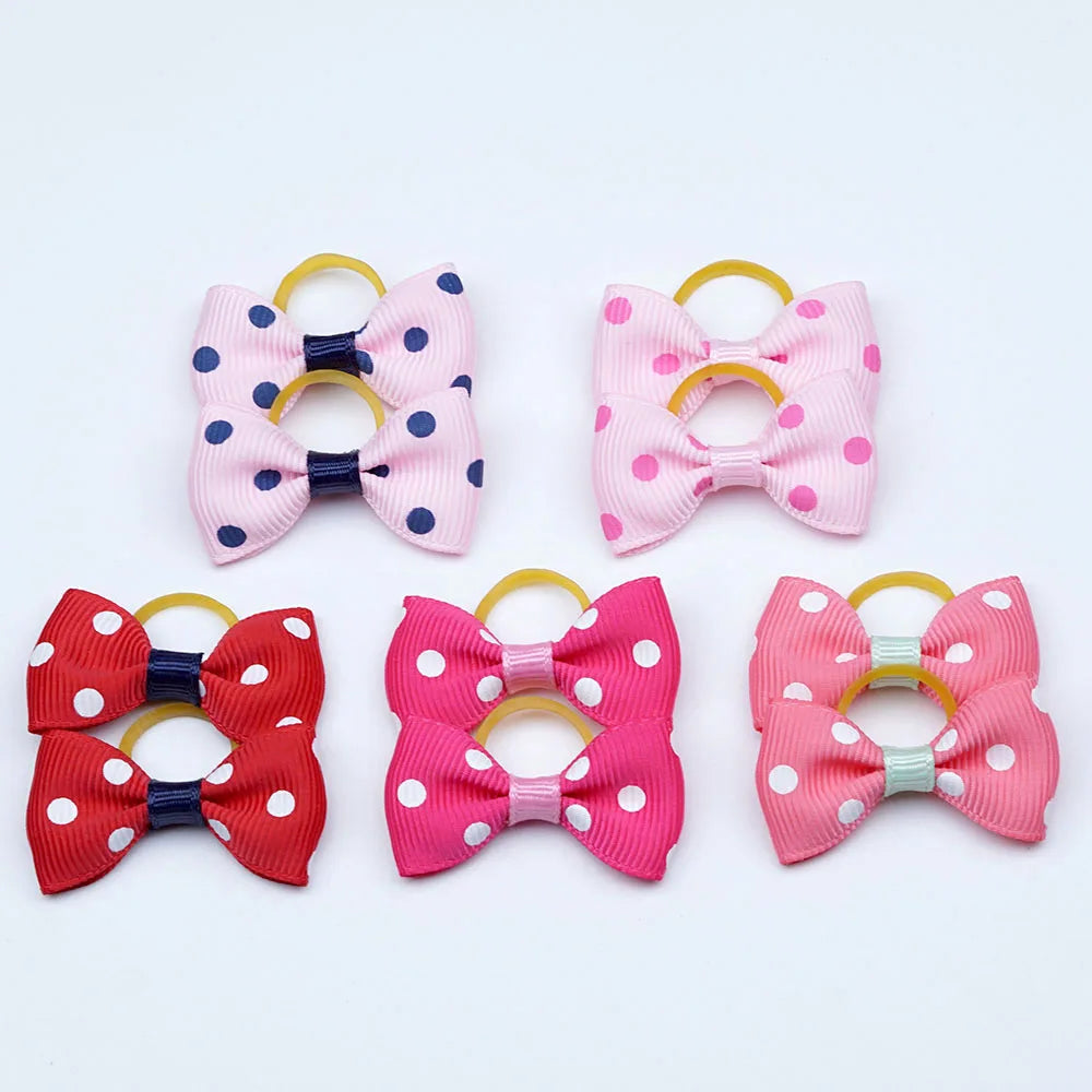 5 Pairs Small Dog Ribbon Bow Elastic Rubber Band Puppy Hair Accessories 15 Types Dog Hair Clip Cute Hairpin For Dog Cat Hair Bow