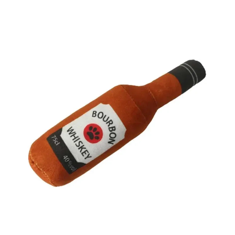 Funny Plush Dog Toys Beer Bottle Shaped Small Large Dogs Squeak Sound Clean Teeth Chew Toy Pets Interactive Playing Supplies