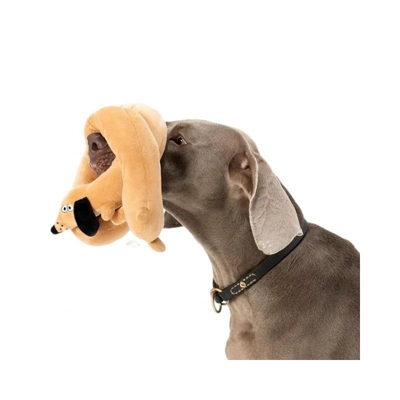 Sausage Dog Plush Toy Squeaky Dachshund Puppy Chew Toy Soft Durable Tug of War Interactive Pet Toy for Teething Puppies