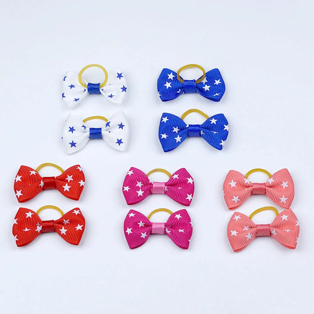 5 Pairs Small Dog Ribbon Bow Elastic Rubber Band Puppy Hair Accessories 15 Types Dog Hair Clip Cute Hairpin For Dog Cat Hair Bow