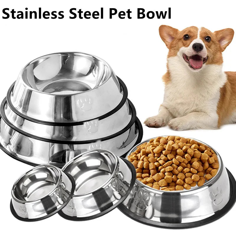 Stainless Steel Pet Bowl Cat Bowl Dog Food Bowl Multi-Specification Anti-fall Food Bowl Food Bowl Feeding Pet Supplies