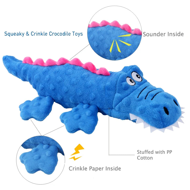Dog Toys Soft Plush Pet Dog Squeaky Chew Toys Stuffed Crocodile for Small Large Dogs Cat Cute Interactive Squeak Toy Durable