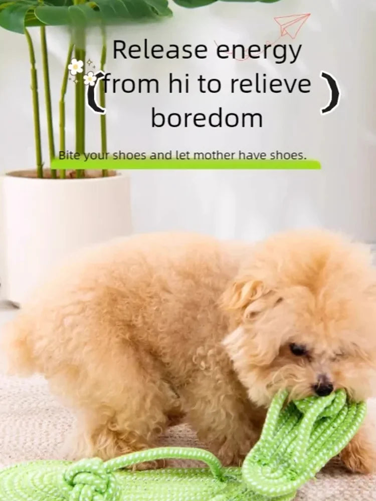 Durable Cotton Rope Slipper Knot Dog Chew Toy Small Dog Interactive Teeth Cleaning Molar Tartar Removal Safe Pet Chew Supplies