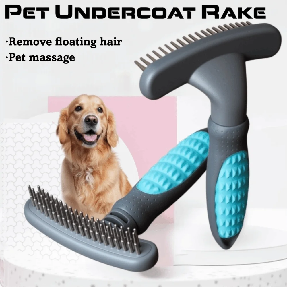 Large Size Pet Undercoat Rake 20 Single Row Rotating Pins 39 Double Row Rotating Pins Pet Hair Removal Brush