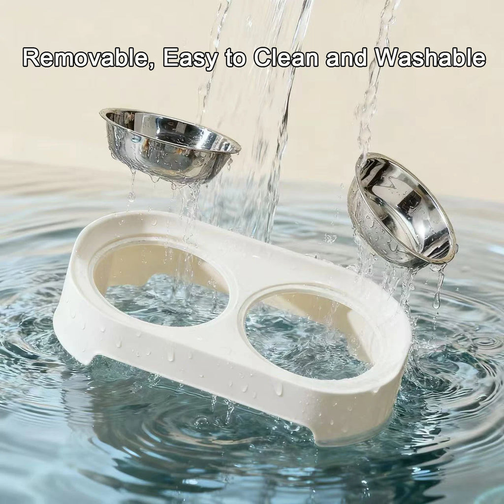 Elevated Pet Dog Cat Bowl Feeder Raised Stand with Double Stainless Steel Food Water Bowls For Small Medium Large Dogs Cats