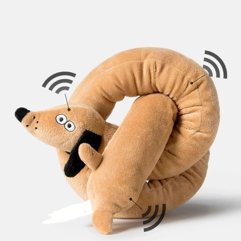 Sausage Dog Plush Toy Squeaky Dachshund Puppy Chew Toy Soft Durable Tug of War Interactive Pet Toy for Teething Puppies