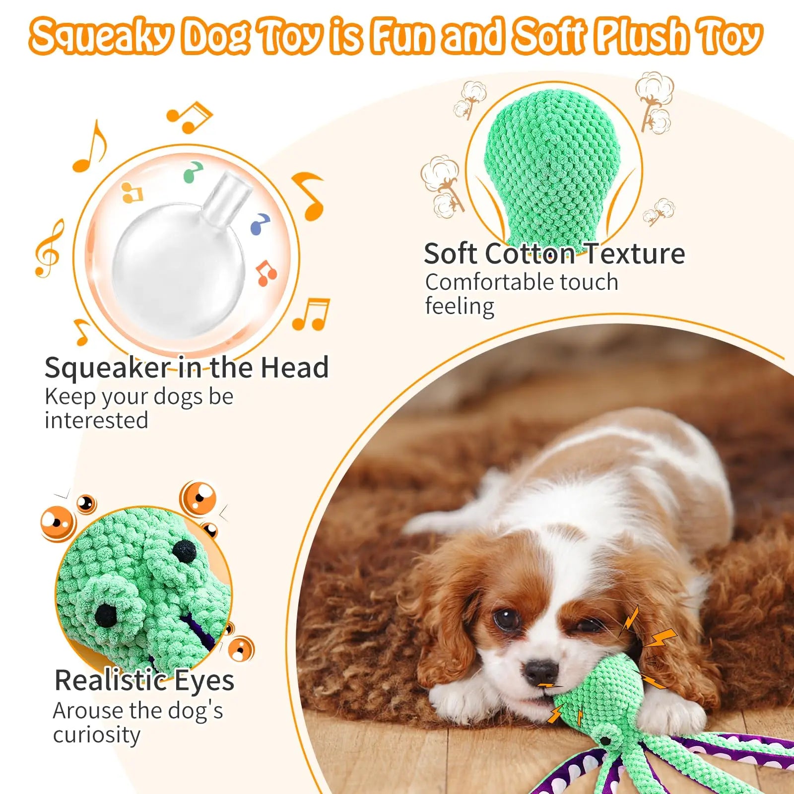 Squeaky Octopus Plush Dog Toy Indestructible Teething Chew Toy Interactive Sound Pet Stress Relief Boredom Toy for Dogs and Cats