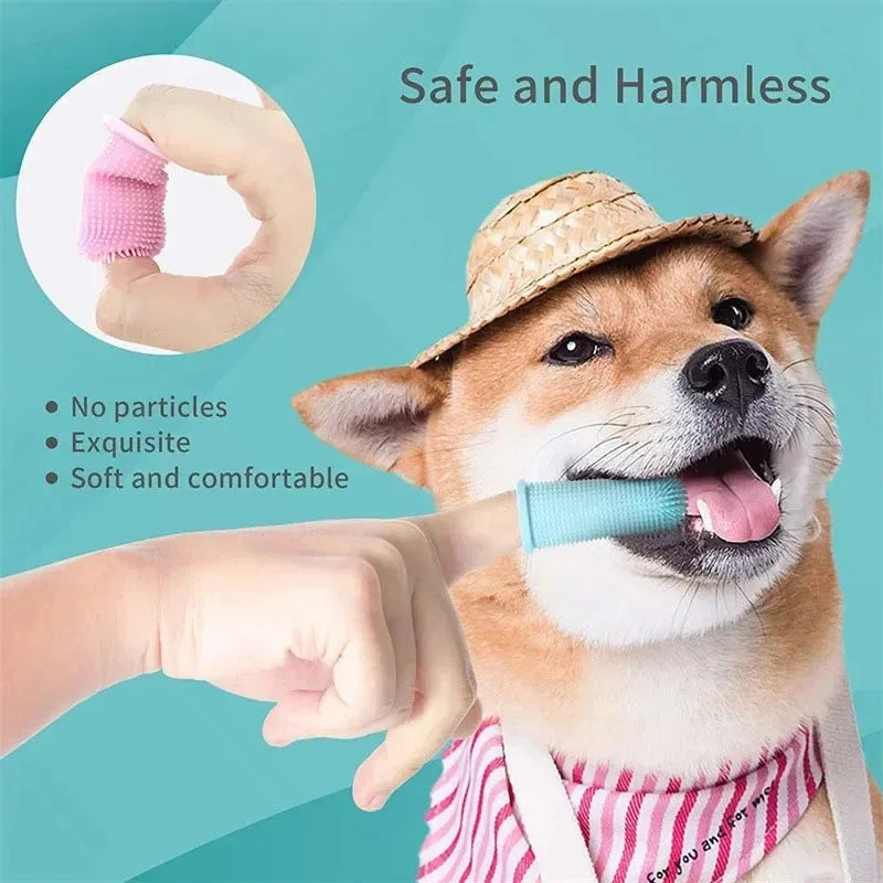 1/2/3pcs Dog Super Soft Pet Finger Toothbrush Teeth Cleaning Bad Breath Care Nontoxic Silicone Tooth Brush Tool