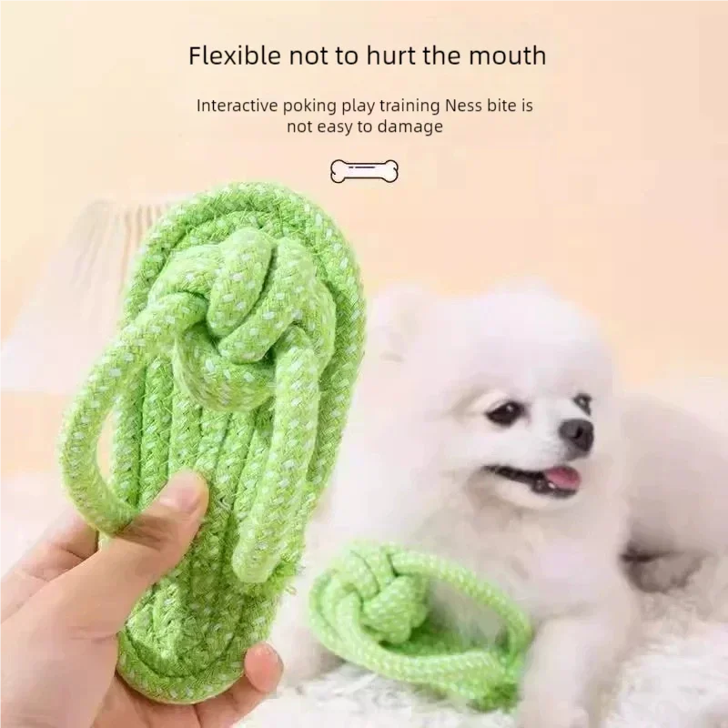 Durable Cotton Rope Slipper Knot Dog Chew Toy Small Dog Interactive Teeth Cleaning Molar Tartar Removal Safe Pet Chew Supplies