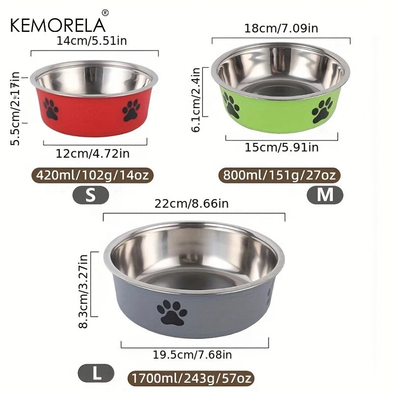 Non-Slip Dog Bowl For Large Medium And Small Cats And Dogs Drinking Water Feeding Pet Bowl Stainless Steel Pet Food Bowl