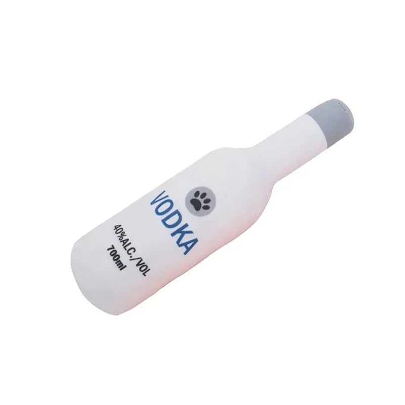 Funny Plush Dog Toys Beer Bottle Shaped Small Large Dogs Squeak Sound Clean Teeth Chew Toy Pets Interactive Playing Supplies
