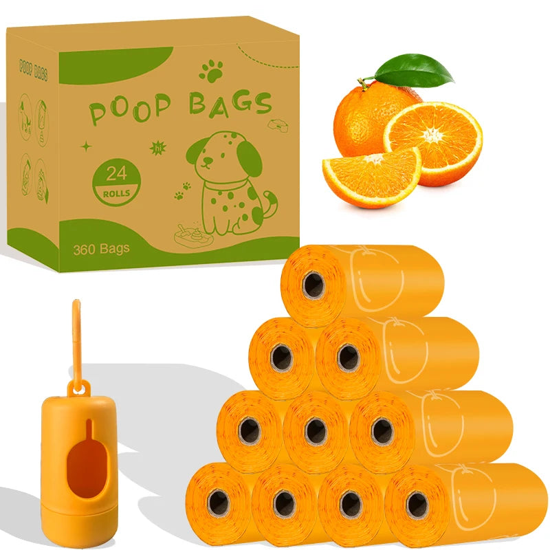 EPI photodegradable pet poop bags Orange scented dog poo bag pet cleaning supplies dispenser gift