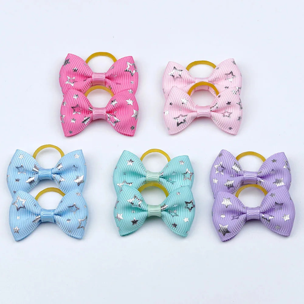 5 Pairs Small Dog Ribbon Bow Elastic Rubber Band Puppy Hair Accessories 15 Types Dog Hair Clip Cute Hairpin For Dog Cat Hair Bow