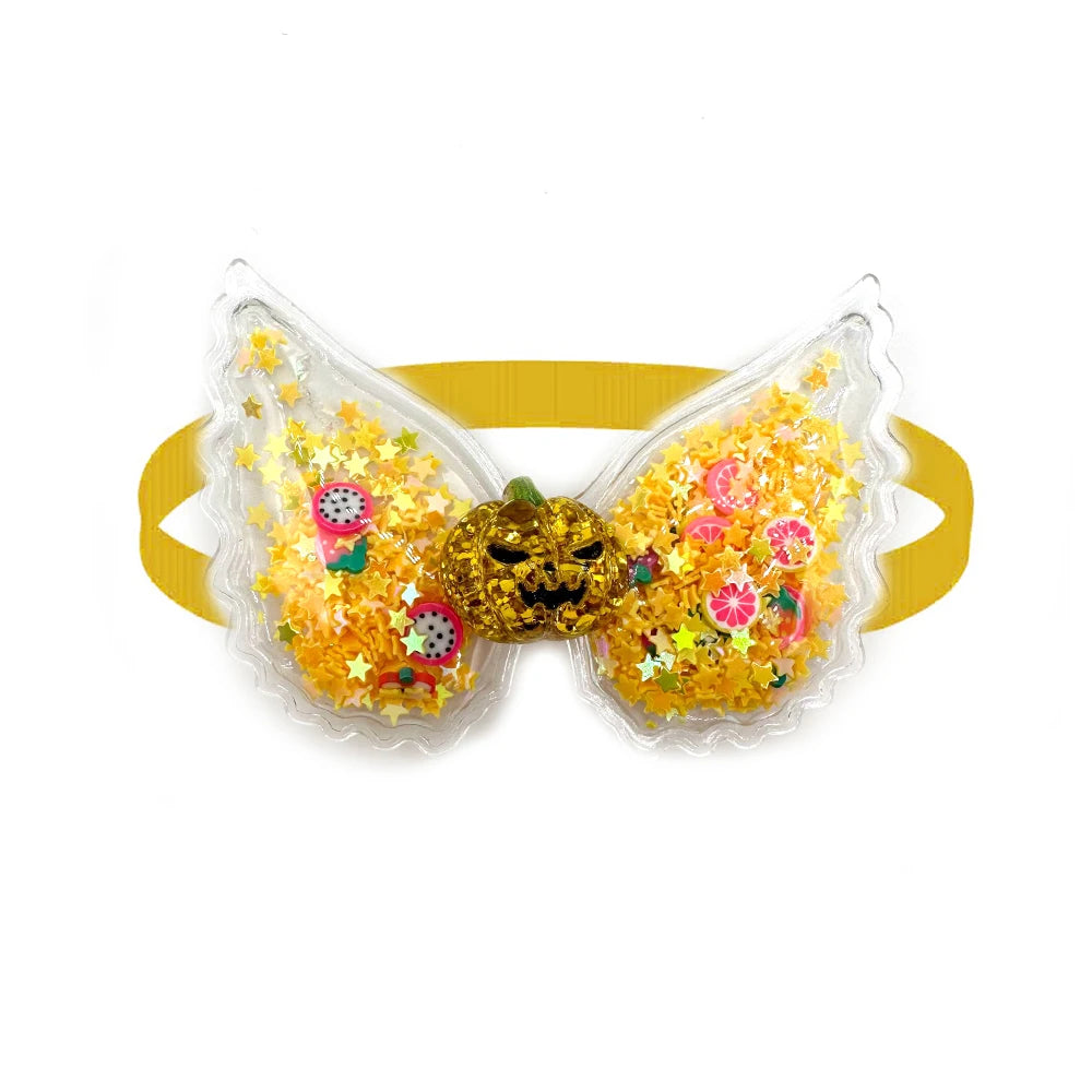 50/100pcs Cute Halloween Pet Dog Bow Tie Adjustable Pet Cats Fashion Dog Grooming Neckties Bling Wings Small Dog Bowties