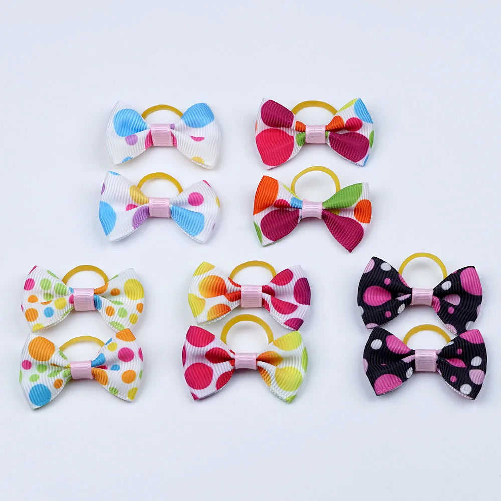 5 Pairs Small Dog Ribbon Bow Elastic Rubber Band Puppy Hair Accessories 15 Types Dog Hair Clip Cute Hairpin For Dog Cat Hair Bow