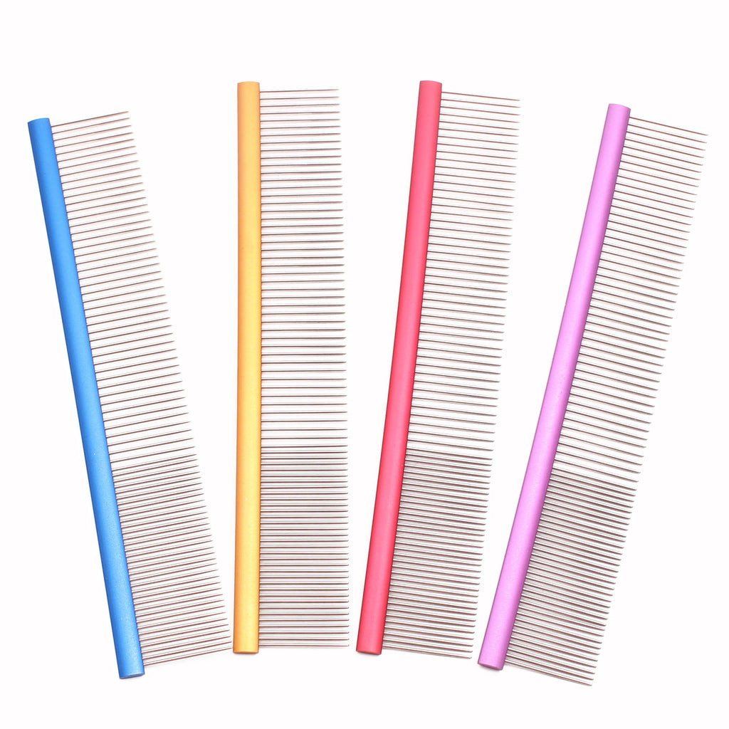 Pet Comb Aluminium Handle Dog Grooming Comb Colorful Cat Flur Comb Light Colorful Brush for Pet Salon Dropshipping