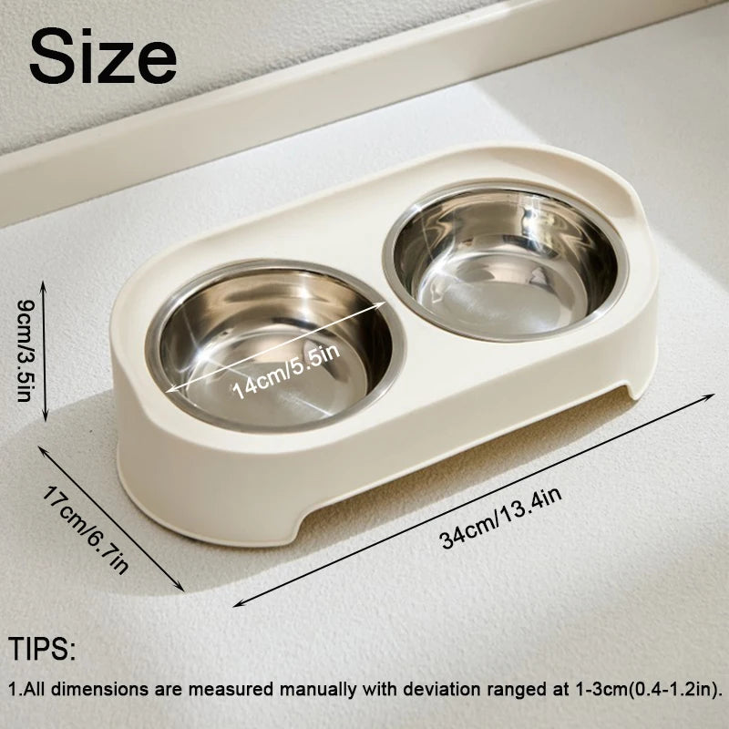 Elevated Pet Dog Cat Bowl Feeder Raised Stand with Double Stainless Steel Food Water Bowls For Small Medium Large Dogs Cats