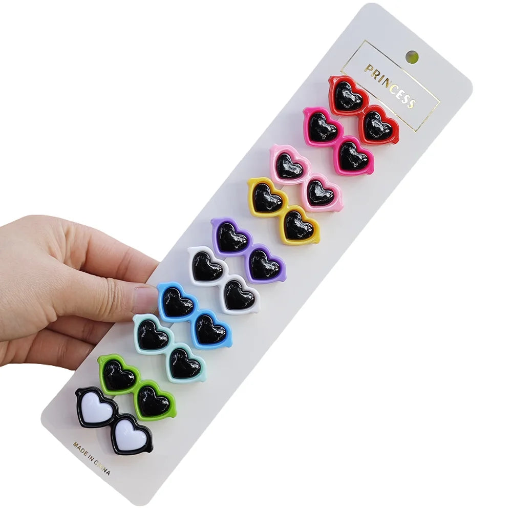10 Pieces Plastic Pet Hair Clips Sunglasses Shape Hairpin For Small Dog 10 Colors Cute Heart Shape Dog Grooming Hair Accessories