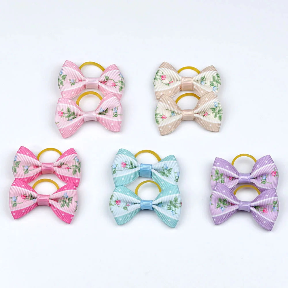 5 Pairs Small Dog Ribbon Bow Elastic Rubber Band Puppy Hair Accessories 15 Types Dog Hair Clip Cute Hairpin For Dog Cat Hair Bow