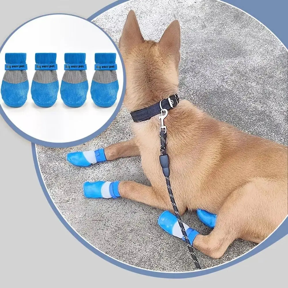 4PCS Cute Waterproof Winter Dog Shoes Soft Sole Warm Puppy Boots Adjustable Anti-Slip Pet Paw Protectors for Small Dog Chihuahua