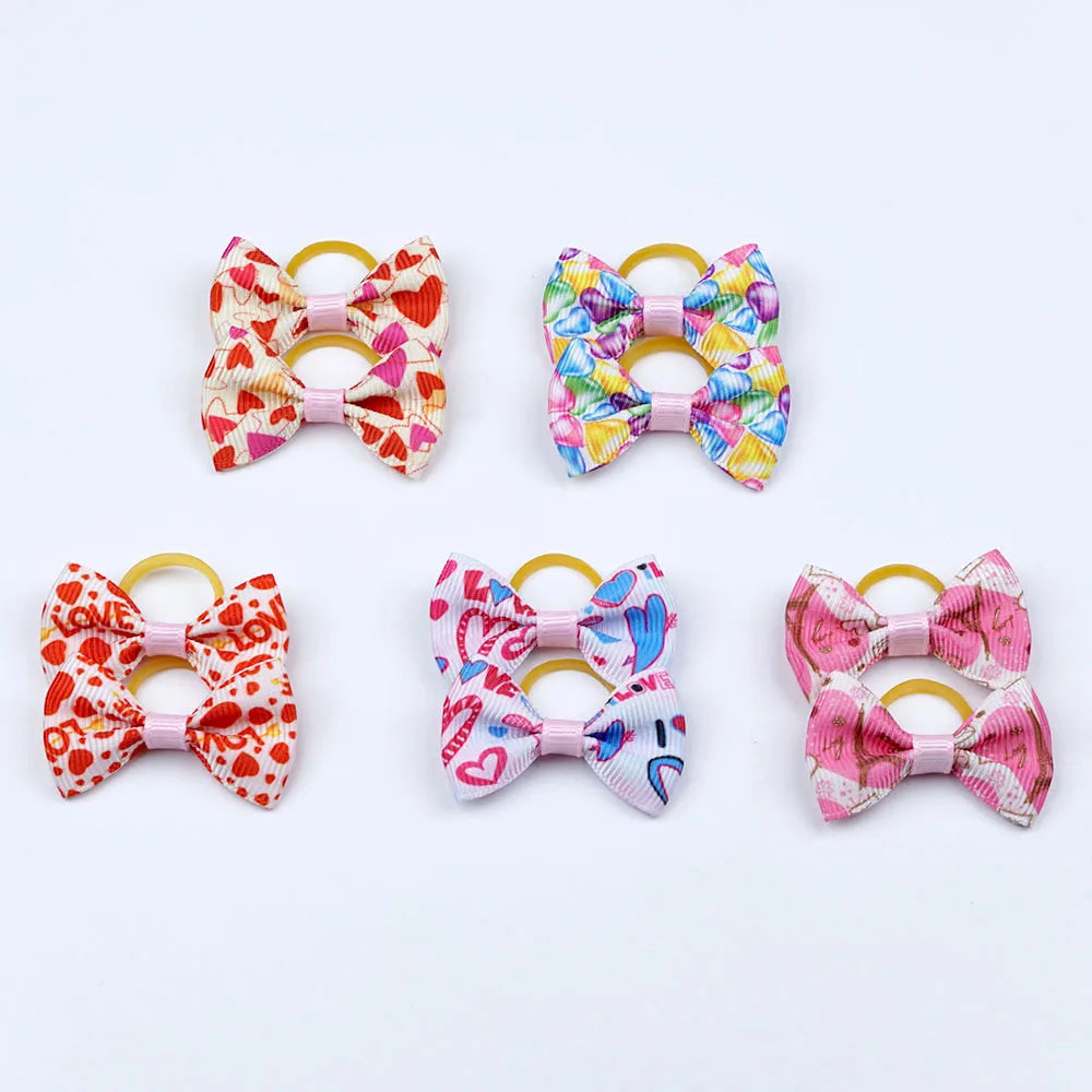 5 Pairs Small Dog Ribbon Bow Elastic Rubber Band Puppy Hair Accessories 15 Types Dog Hair Clip Cute Hairpin For Dog Cat Hair Bow