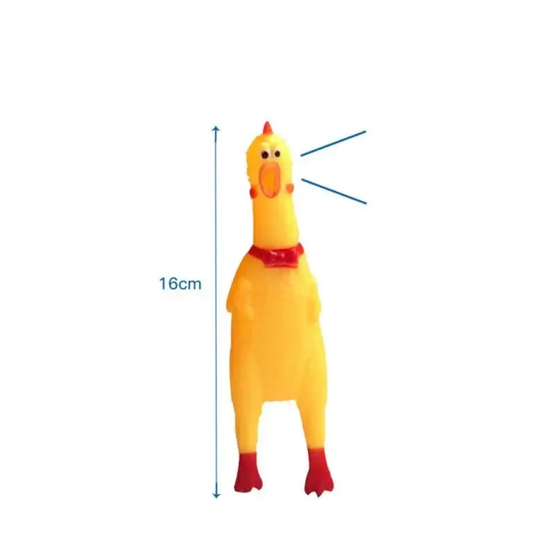 1PCS New Pet Dog Squeak Toy Screaming Chicken Squeeze Dog Chew Toy Durable And Fun Yellow Rubber Exhaust Chicken Toys