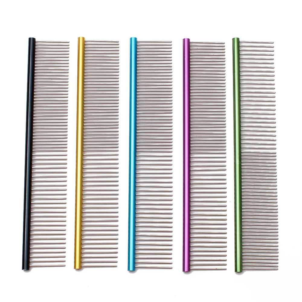 Pet Comb Aluminium Handle Dog Grooming Comb Colorful Cat Flur Comb Light Colorful Brush for Pet Salon Dropshipping