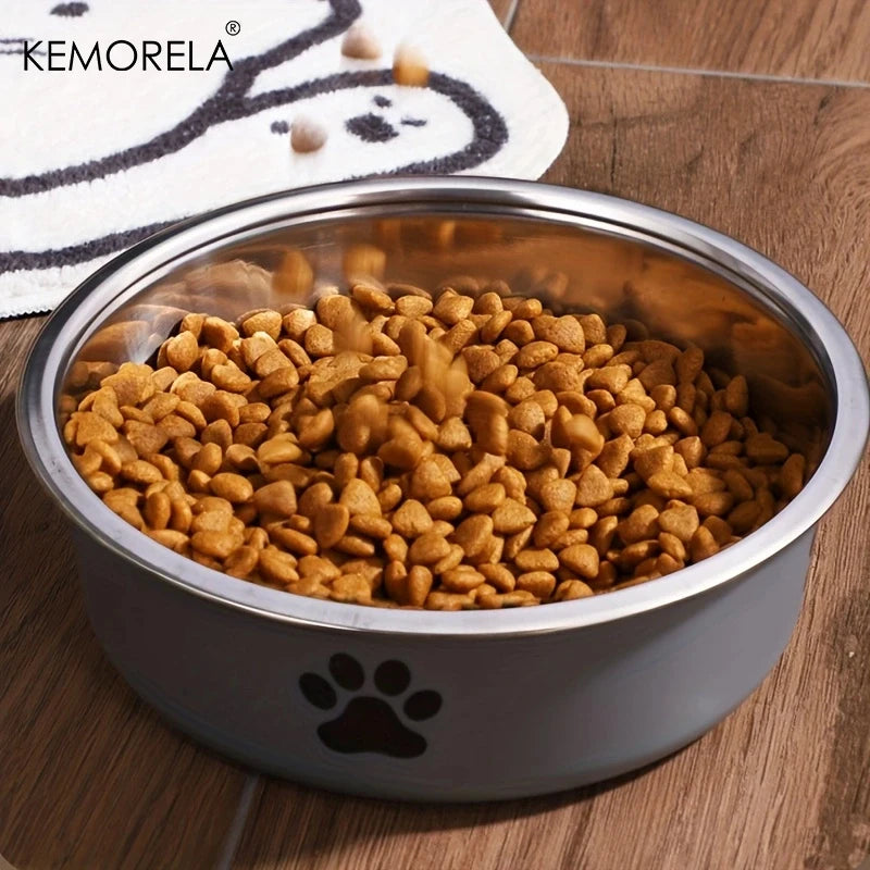 Non-Slip Dog Bowl For Large Medium And Small Cats And Dogs Drinking Water Feeding Pet Bowl Stainless Steel Pet Food Bowl