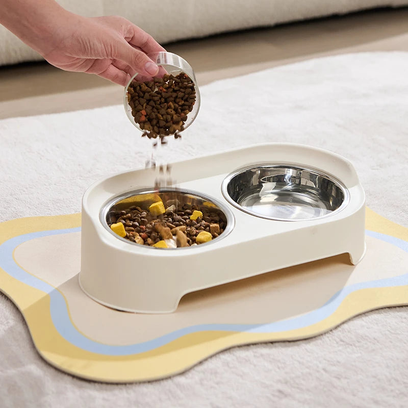 Elevated Pet Dog Cat Bowl Feeder Raised Stand with Double Stainless Steel Food Water Bowls For Small Medium Large Dogs Cats