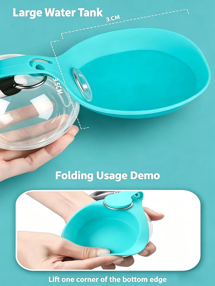 Fashion Leak-Proof Pet Dog Water Bottle With Collapsible Silicone Bowl Travel Cup For Dog And Cat Suitable For Outdoor Activitie
